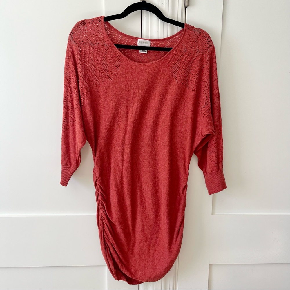 Motherhood Maternity Knit Ruched Dolman Sleeve Sweater Orange Sz M
